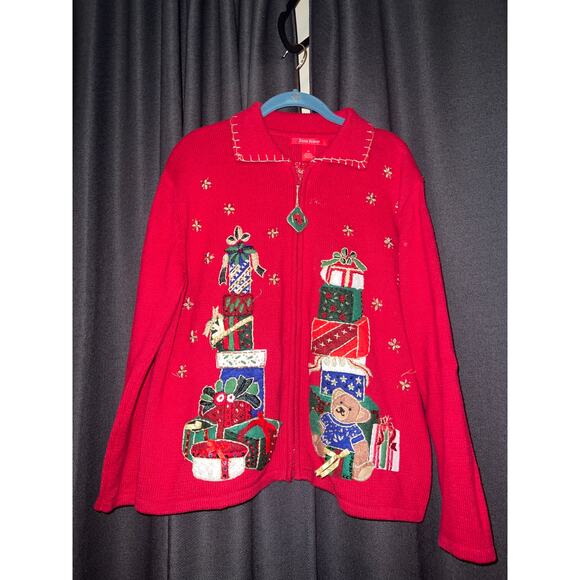 Ugly Christmas Sweater Cardigan Xmas Size Medium - Picture 1 of 3